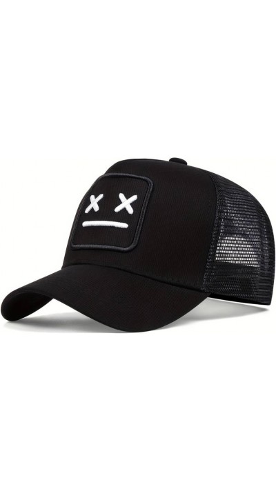 Casquette de baseball en maille respirante - Trucker Cap unisexe avec motif de tendance - Noir