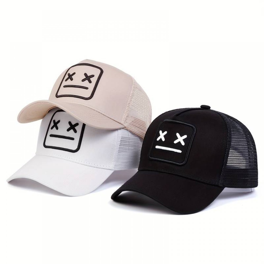Baseballkappe aus atmungsaktivem Mesh - Unisex Trucker Cap mit Trendmotiv - Schwarz