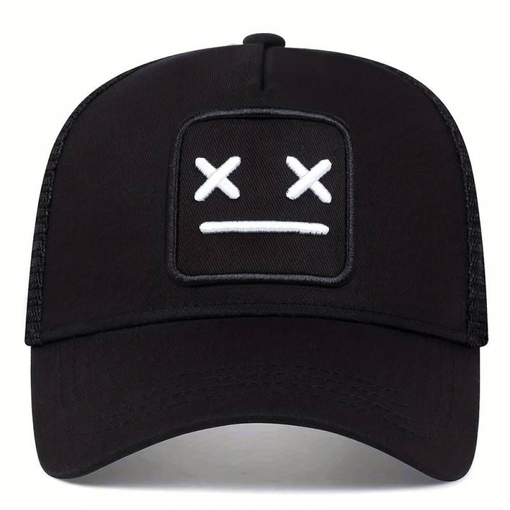 Baseballkappe aus atmungsaktivem Mesh - Unisex Trucker Cap mit Trendmotiv - Schwarz