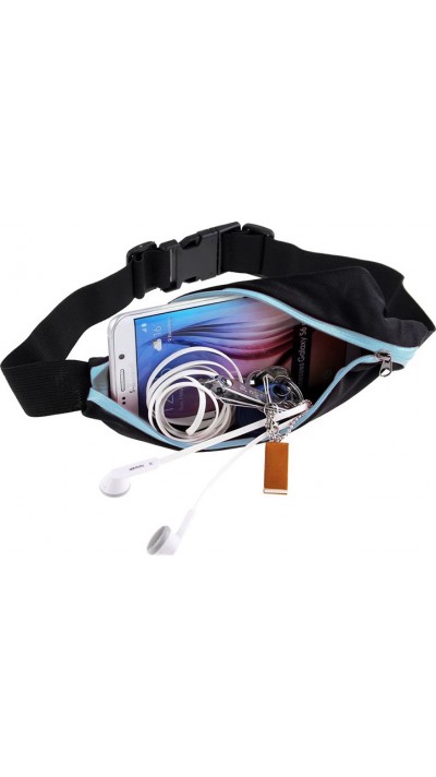 Sportgürtel mit 2 erweiterbaren Taschen für Handy + Zubehör, Joggen, Radfahren - Hellblau