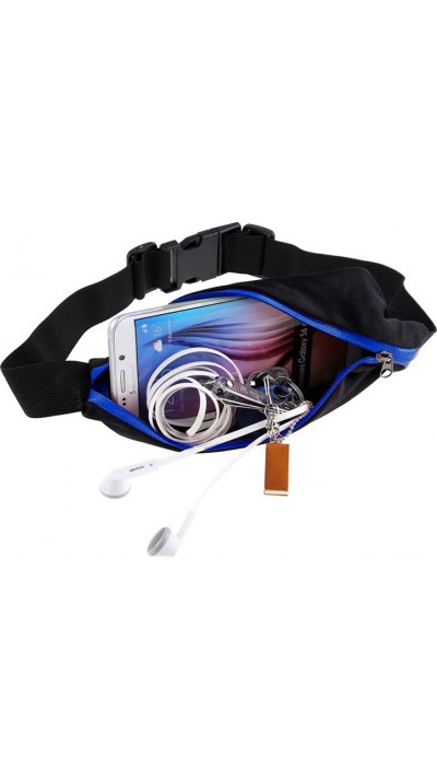 Sportgürtel mit 2 erweiterbaren Taschen für Handy + Zubehör, Joggen, Radfahren - Dunkelblau