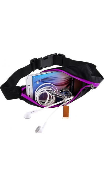 Sportgürtel mit 2 erweiterbaren Taschen für Handy + Zubehör, Joggen, Radfahren - Violett