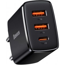 Baseus Kompakter Schnellladegerät 2x USB USB Typ C 30W 3A Power Delivery Quick Charge - Schwarz