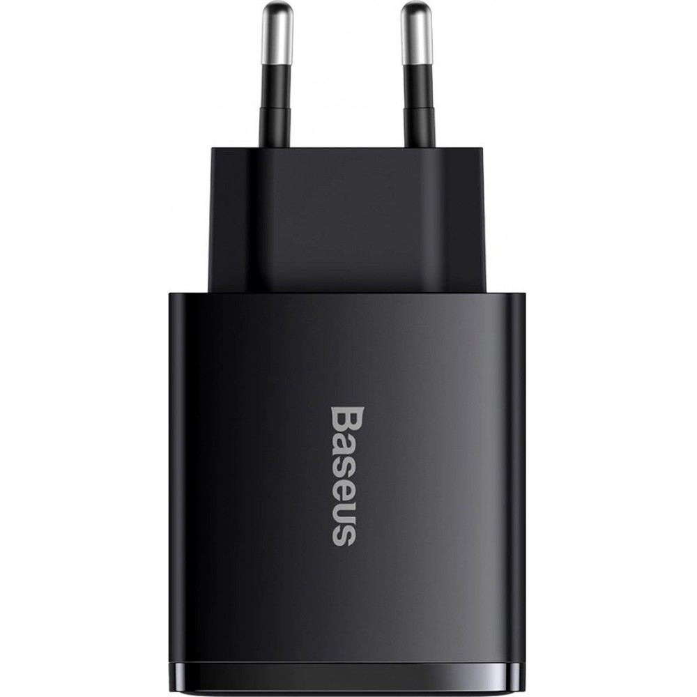 Baseus Kompakter Schnellladegerät 2x USB USB Typ C 30W 3A Power Delivery Quick Charge - Schwarz