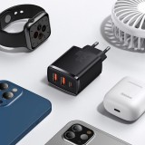 Baseus Kompakter Schnellladegerät 2x USB USB Typ C 30W 3A Power Delivery Quick Charge - Schwarz