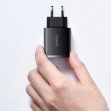 Baseus Kompakter Schnellladegerät 2x USB USB Typ C 30W 3A Power Delivery Quick Charge - Schwarz
