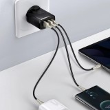 Baseus Kompakter Schnellladegerät 2x USB USB Typ C 30W 3A Power Delivery Quick Charge - Schwarz