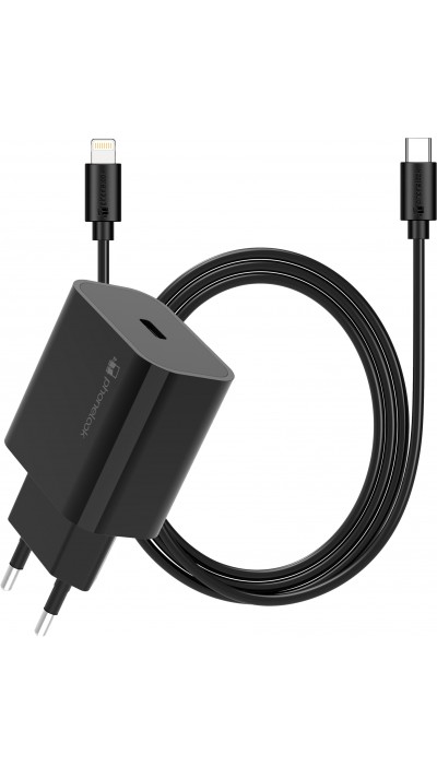 20W USB-C Ladegerät mit 1m Ladekabel USB-C auf Lightning (iPhone) - Schwarz