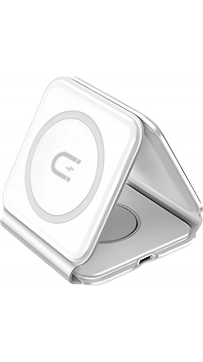 Dudao A11N 15W faltbares 3-in-1 Induktionsladegerät mit USB-C Kabel - Weiss