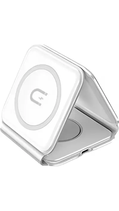 Dudao A11N 15W faltbares 3-in-1 Induktionsladeger&auml;t mit USB-C Kabel - Weiss