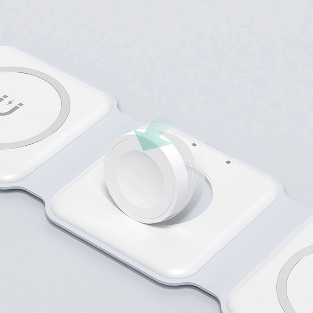 Dudao A11N 15W faltbares 3-in-1 Induktionsladegerät mit USB-C Kabel - Weiss