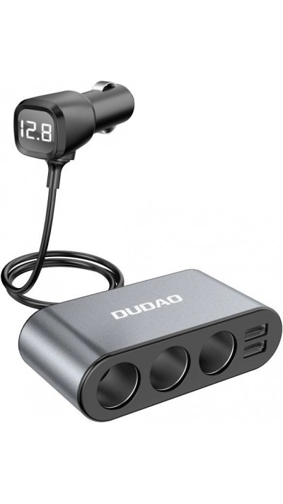 Dudao 3x Zigarettenanzünder Auto Mehrfachstecker mit Doppel-USB-A Multifunktionsverteiler - Schwarz
