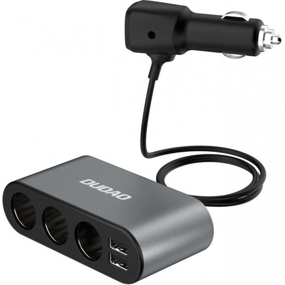 Dudao 3x Zigarettenanzünder Auto Mehrfachstecker mit Doppel-USB-A Multifunktionsverteiler - Schwarz