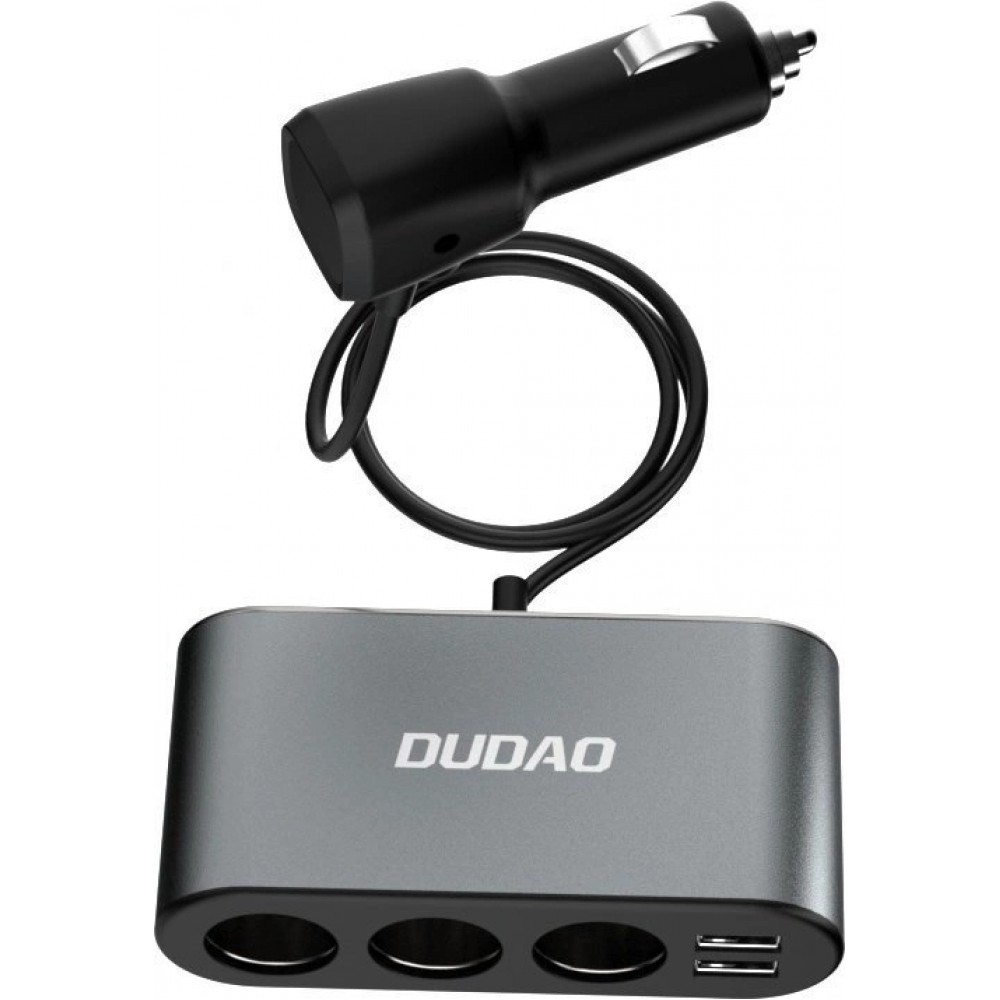 Dudao 3x Zigarettenanzünder Auto Mehrfachstecker mit Doppel-USB-A Multifunktionsverteiler - Schwarz