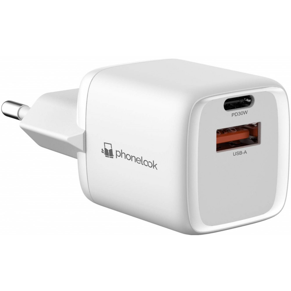 Starkes Ladegerät Nano 30W USB-A und USB-C mit Power Delivery PhoneLook - Weiss