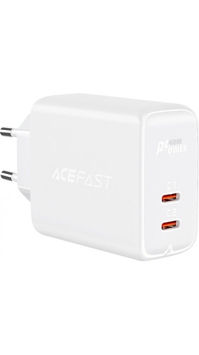 Schnellladegerät Acefast 40W 2x USB-C PPS PD QC 3.0 AFC FCP - Weiss