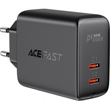 Schnellladegerät Acefast 40W 2x USB-C PPS PD QC 3.0 AFC FCP - Schwarz
