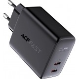 Schnellladegerät Acefast 40W 2x USB-C PPS PD QC 3.0 AFC FCP - Schwarz