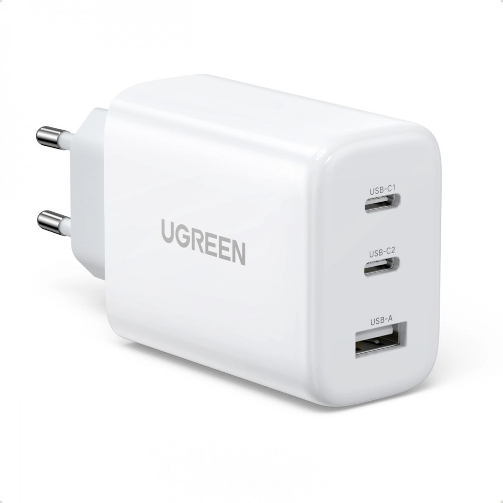 Ugreen 65W Schnellladegerät PD3.0 QC3.0 2x USB-C / 1x USB-A - Weiss