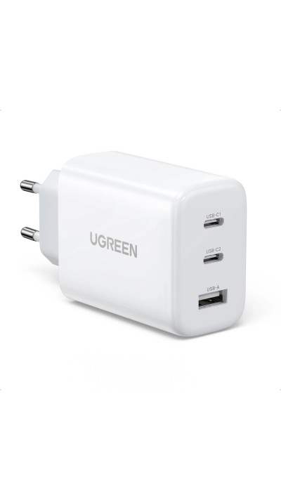 Ugreen 65W Schnellladegerät PD3.0 QC3.0 2x USB-C / 1x USB-A - Weiss