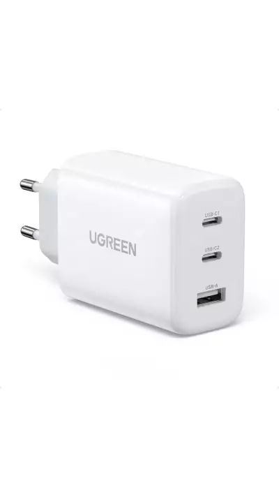 Ugreen 65W Schnellladegerät PD3.0 QC3.0 2x USB-C / 1x USB-A - Weiss