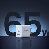 Ugreen 65W Schnellladegerät PD3.0 QC3.0 2x USB-C / 1x USB-A - Weiss