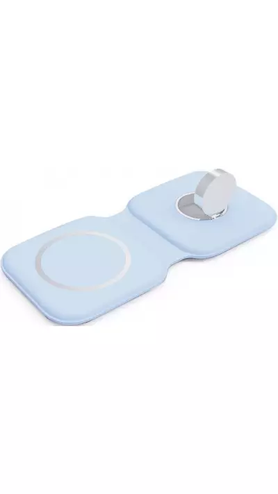 Faltbare 15W Wireless Charger 3 in 1 Ladegerät für iPhone, AirPods & Apple Watch - Hellblau