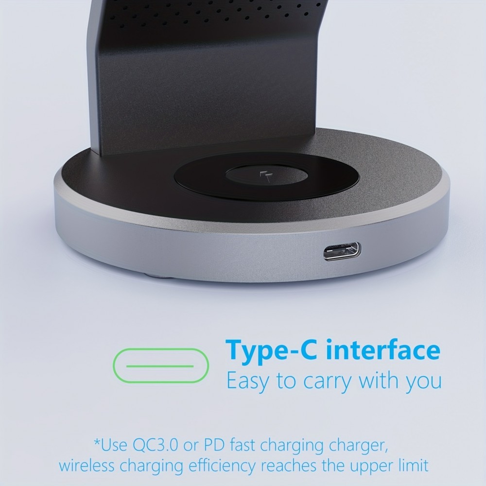 15W Magnetisches kabelloses Ladegerät 3-in-1 Schnelllade Station für iPhone, Apple Watch, AirPods - Schwarz
