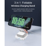 3-in-1 15W Magnetischer Kabelloser Ladegerät mit Faltbarem Ständer für iPhone / Apple Watch / AirPods und USB-C Anschluss - Weiss