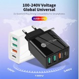 Ladegerät Netzstecker 36W PowerDelivery QC3.0 Schnelllade Adapter 3x USB-A + 1x USB-C - Weiss