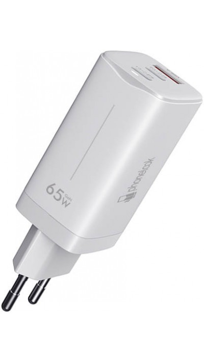 Ladegerät 65W GaN 2x USB-C und 1x USB (Power Delivery) - PhoneLook - Weiss