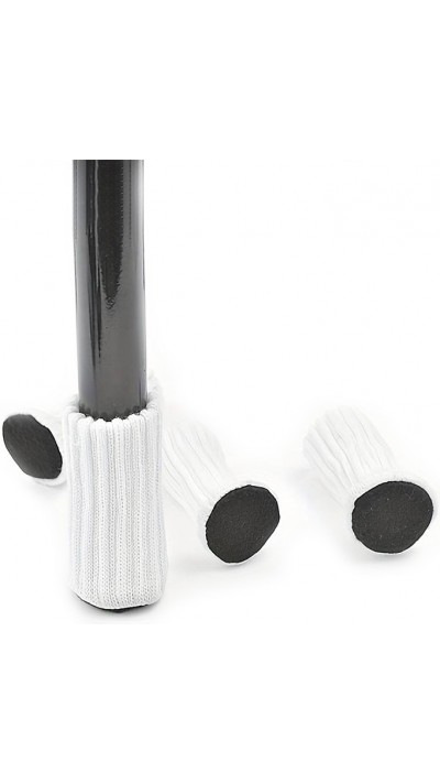 Chaussettes protectrices pour pieds de chaises et de tables - Manchettes en tissu (4 pièces) - Blanc