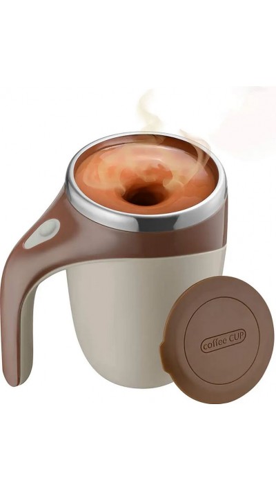 Elektronischer Coffee Cup aus Edelstahl 380ml mit automatischer Rühr Funktion - Braun