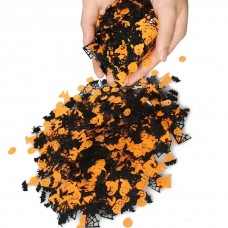 Confettis Halloween araignée citrouille chauve-souris (15 g, env. 200 pièces) - Noir et orange