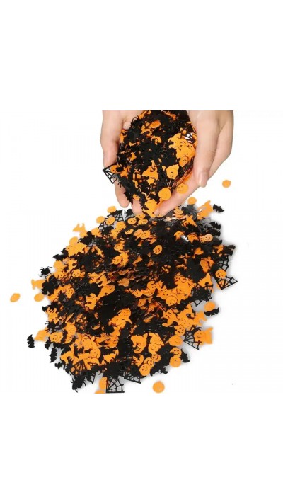 Halloween Konfetti Spinne Kürbis Fledermaus (15 g, ca. 200 Stück) - Schwarz und Orange