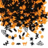 Confettis Halloween araignée citrouille chauve-souris (15 g, env. 200 pièces) - Noir et orange