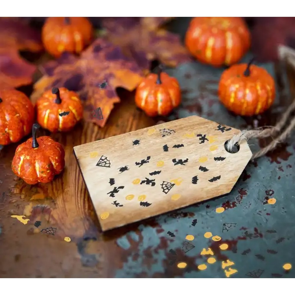 Confettis Halloween araignée citrouille chauve-souris (15 g, env. 200 pièces) - Noir et orange