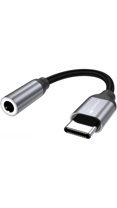 USB-C zu 3.5mm AUX Audio Kopfhörer Anschluss Stecker Nylon und Aluminium (Samsung, Huawei, iPhone 15) - PhoneLook