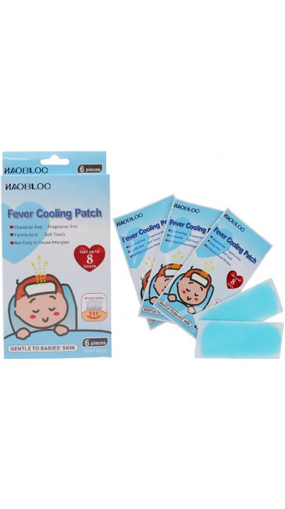 Cooling-Patch froid (6pcs) pour faire baisser la fièvre avec gel rafraîchissant actif