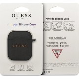 AirPods 1 / 2 Case Hülle - Guess Silikon Glitzer Pailletten - Schwarz