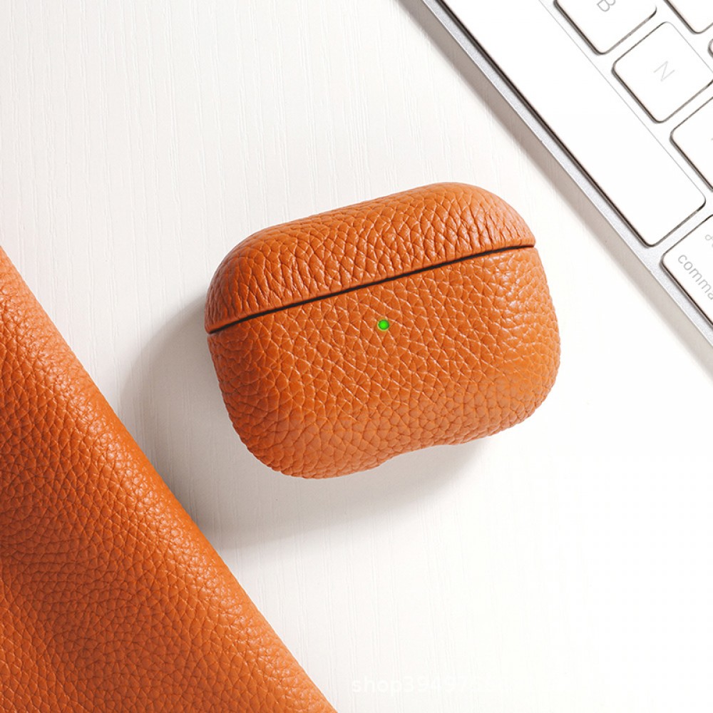 AirPods 3 Case Hülle - Schock absorbierend luxus case Echtleder - Orange