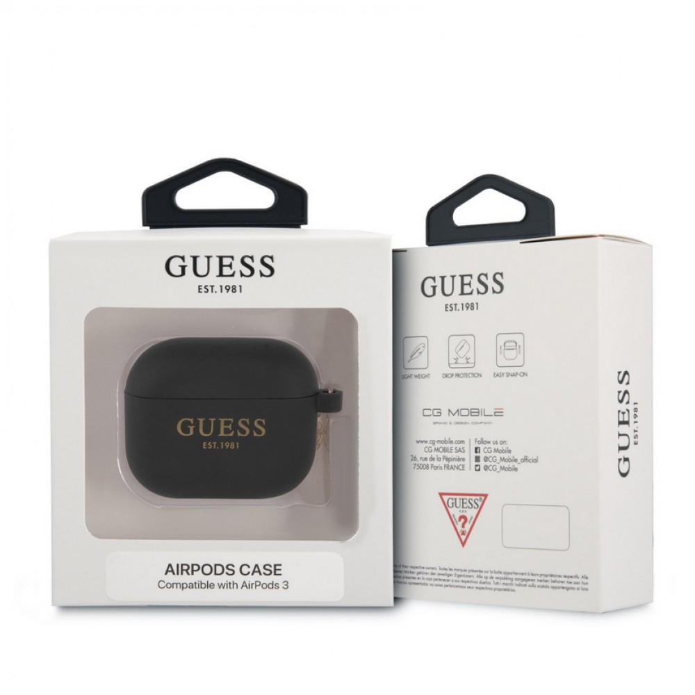AirPods 3 Case H&uuml;lle - Guess Silikon Charms - Schwarz