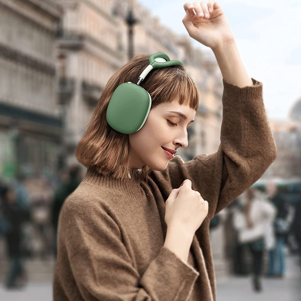AirPods Max Case Hülle - Flexibles weiches Silikon mit Stirnband - Grün