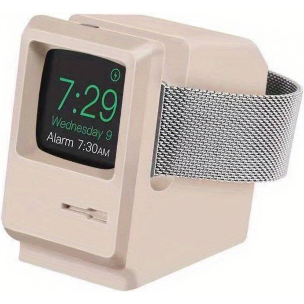 Support Look Macintosh Retro-Computer aus Silikon zum Aufladen Apple Watch - Weiss