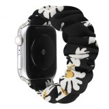Stoff Ersatz Armband Scrunchie blumen schwarz - Apple Watch 38/40/41/42 mm