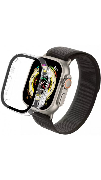 Apple Watch Ultra 49 mm Case Hülle - Hartplastikschale mit Schutzglas Tempered Glass integriertem - Transparent