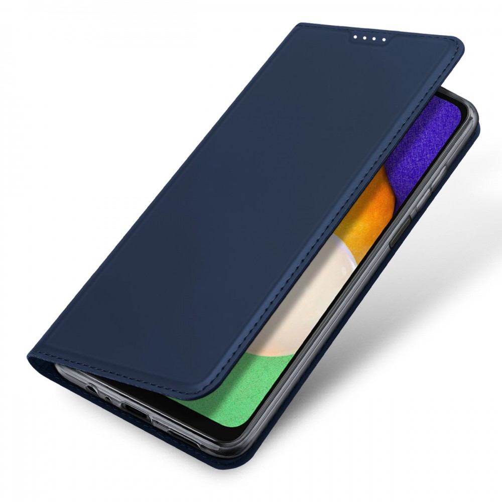 Galaxy A14 5G Case Hülle - Soft-Touch-Flip mit Magnetklappe und integriertem Kartenhalter - Blau