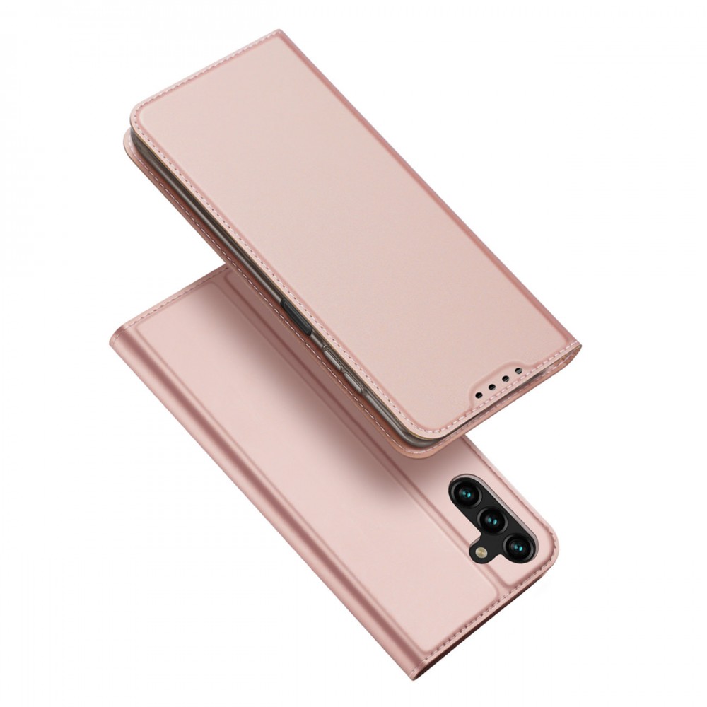Galaxy A14 5G Case Hülle - Soft-Touch-Flip mit Magnetklappe und integriertem Kartenhalter - Rosa gold