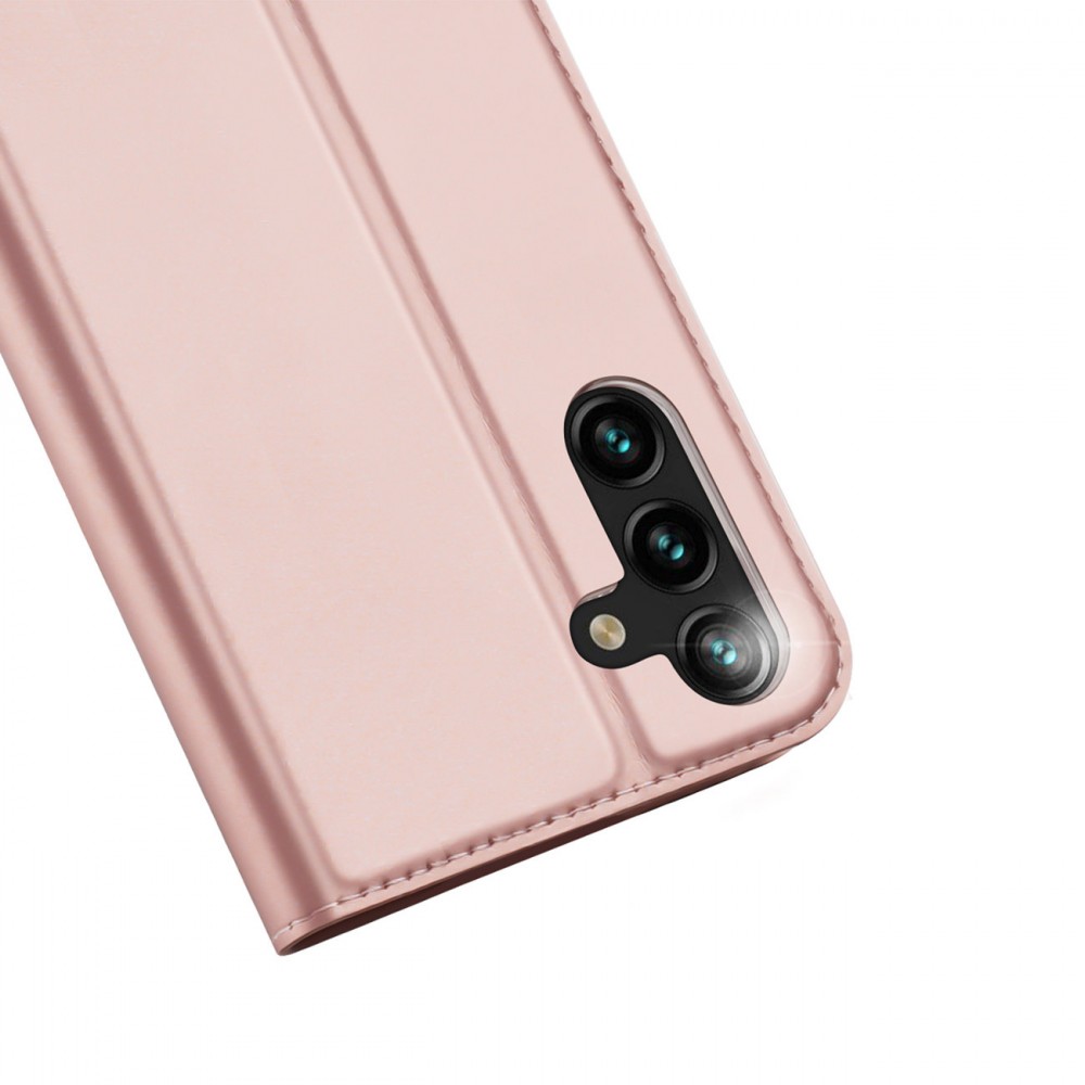 Galaxy A14 5G Case Hülle - Soft-Touch-Flip mit Magnetklappe und integriertem Kartenhalter - Rosa gold