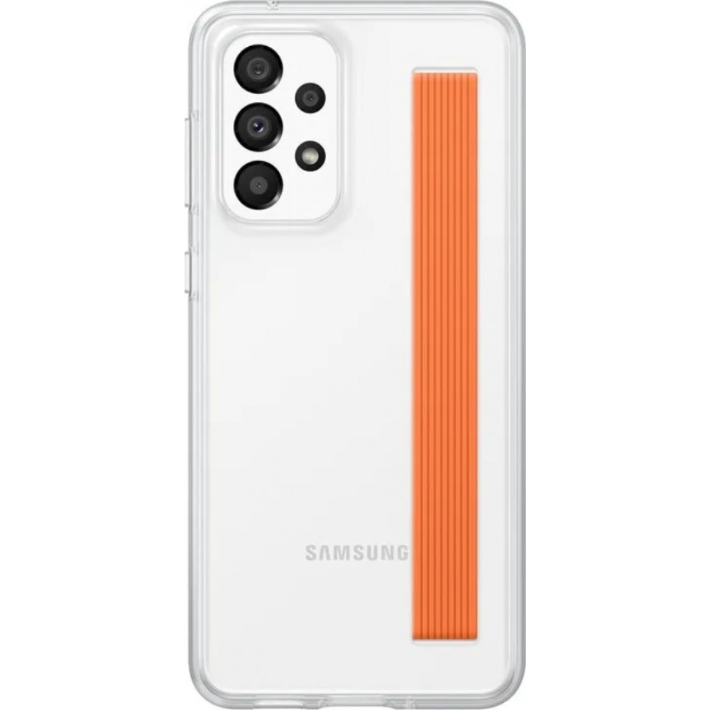 Coque Samsung Galaxy A33 5G - Samsung Slim Strap Cover - Coque fine avec attache grip orange - Transparent